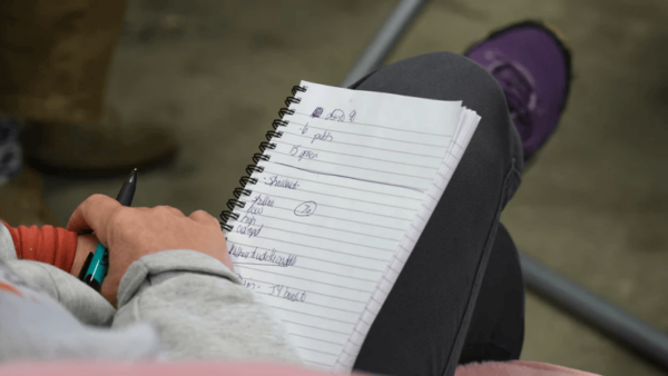 Students taking notes during instruction